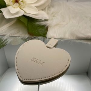 White heart shaped mirror, Embossed with your two initials